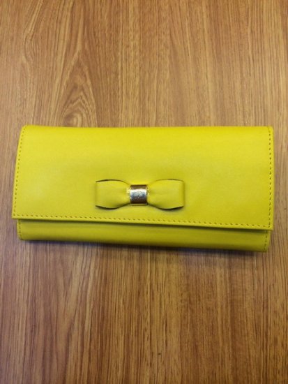 Mulberry Bow Continental Wallet in Yellow Leather - Click Image to Close