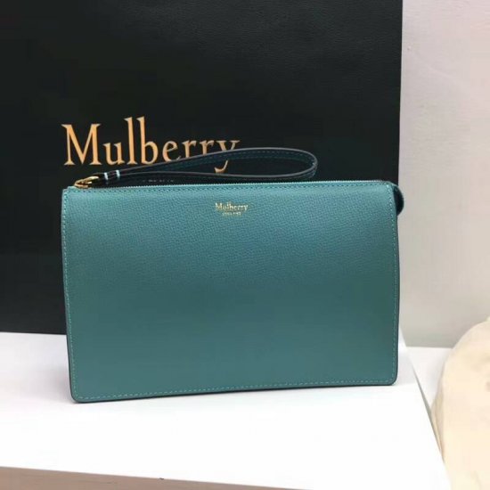 2018 Mulberry Zip Pouch in Antique Blue Cross Grain Leather - Click Image to Close