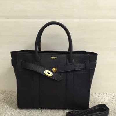 2017 S/S Mulberry Small Zipped Bayswater Tote in Black Small Classic Grain
