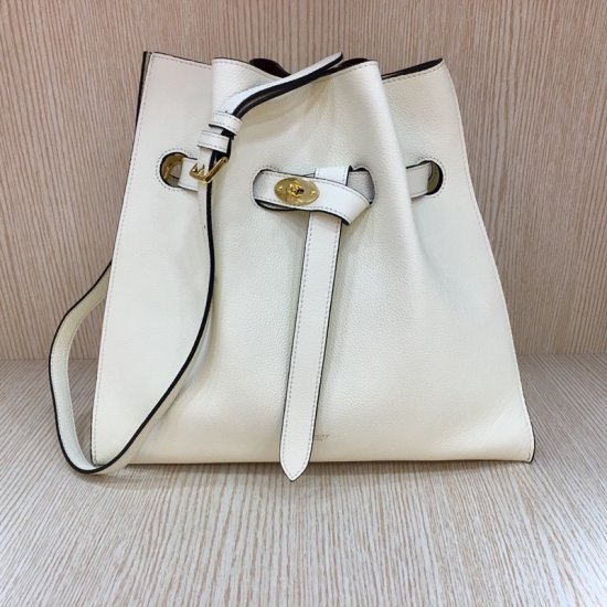 2017 Cheap Mulberry Tyndale Bucket Bag White Small Classic Grain - Click Image to Close