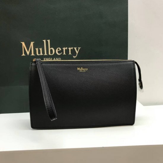 2018 Mulberry Zip Pouch in Black Cross Grain Leather - Click Image to Close