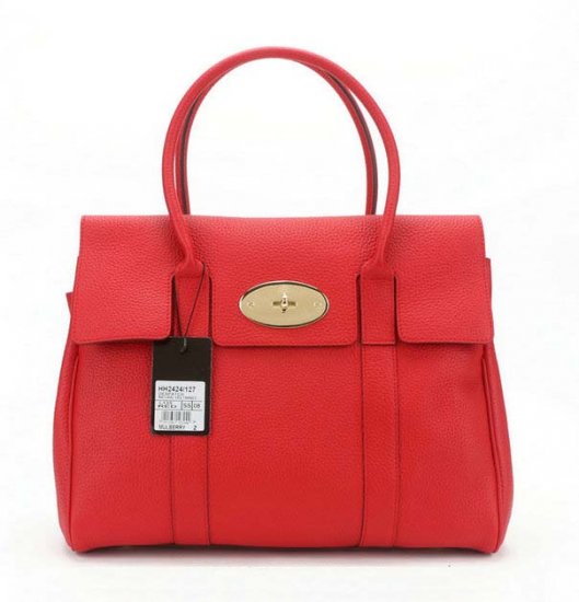 Mulberry Pocket Bayswater Bag in Red Soft Grain Leather - Click Image to Close