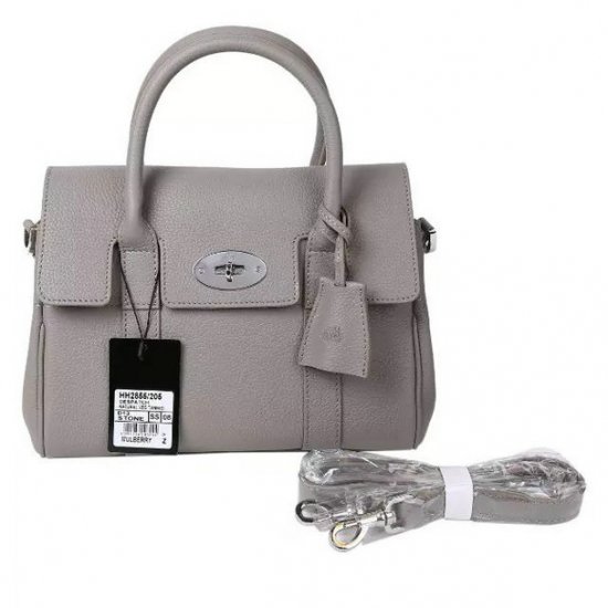 2015 Iconic Mulberry Small Bayswater Satchel in Grey Small Classic Grain Leather - Click Image to Close