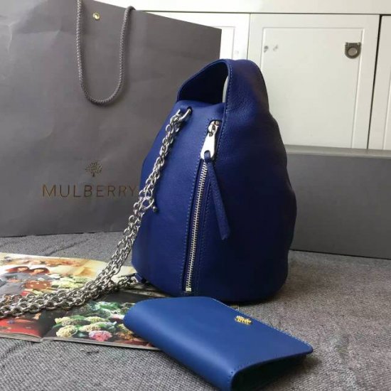 2015 Cheap Mulberry Georgia May Jagger Biker Pouch Blue Soft Polished Buffalo Leather - Click Image to Close