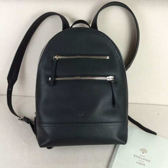 2016 Latest Mulberry Zip Backpack in Black Small Grain Leather - Click Image to Close