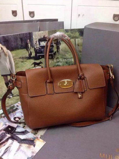 2015 A/W Mulberry Bayswater Buckle Tote Bag in Oak Small Grain Leather - Click Image to Close