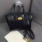 2016 Latest Mulberry Small New Bayswater Bag in Black Polished Embossed Croc Leather