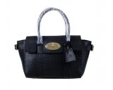 2014 Mulberry Small Bayswater Buckle Tote in Black Shrunken Calf