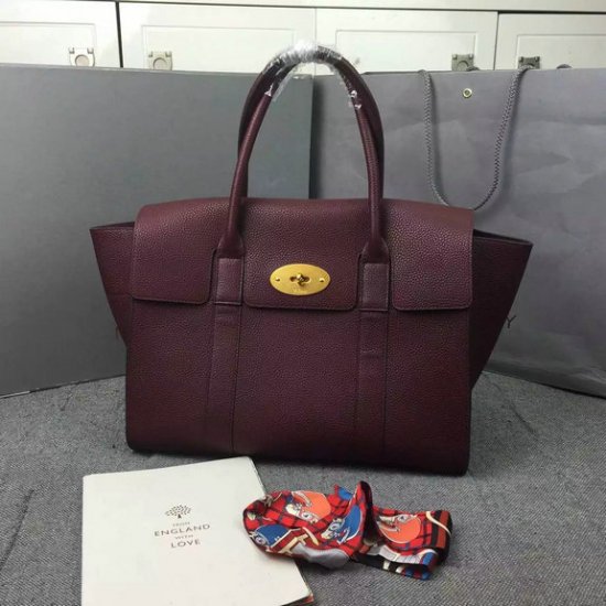2016 Latest Mulberry New Bayswater Bag in Oxblood Natural Grain Leather - Click Image to Close