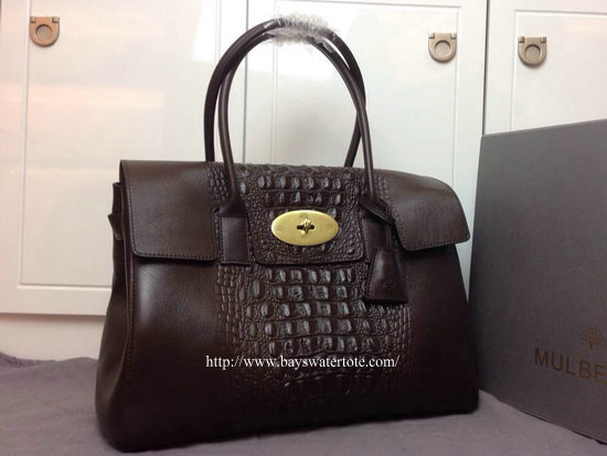 2014 Fall/Winter Mulberry Bayswater Chocolate Croc Printed Leather - Click Image to Close