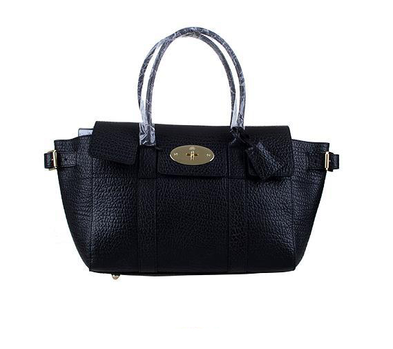2014 Mulberry Bayswater Buckle Tote in Black Shrunken Calf - Click Image to Close