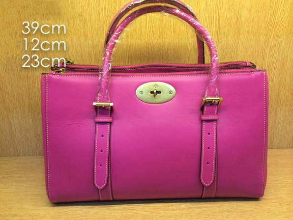 2014 Mulberry Bayswater Double Zip Tote Bag in Mulberry Pink Leather - Click Image to Close
