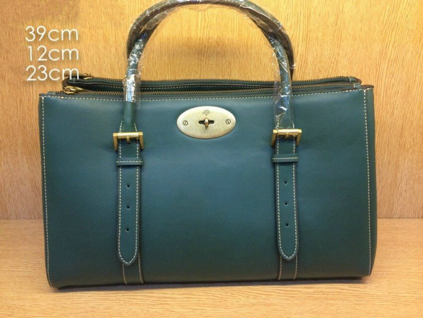 2014 Mulberry Bayswater Double Zip Tote Bag in Green Leather - Click Image to Close