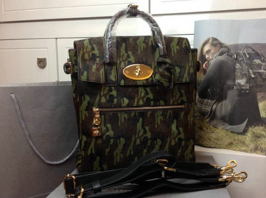2014 A/W Mulberry Large Cara Delevingne Bag Khaki Camouflage Haircalf - Click Image to Close