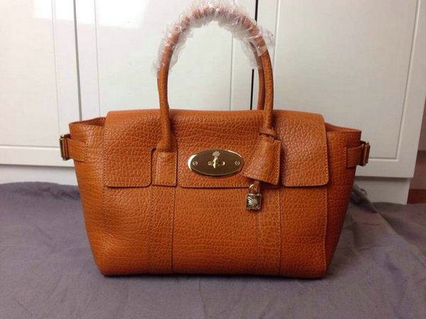 Mulberry Small Bayswater Buckle Tote in Orange Shrunken Calf - Click Image to Close