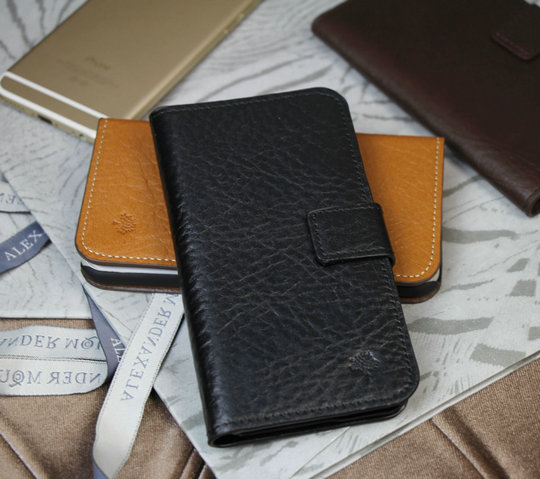 2015 Latest Mulberry iPhone 6/iPhone 5S Case in Black Leather - Click Image to Close