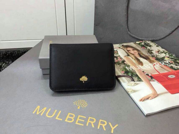 2015 Womens Mulberry Tree Slim Short Wallet in Black Lamb Nappa - Click Image to Close