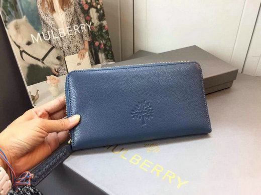2015 Hottest Mulberry Effie Zip Around Wallet Blue Leather - Click Image to Close
