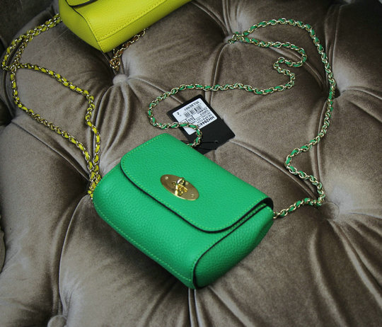 2015 New Mulberry Mini Lily Shoulder Bag Green Small Classic Grain Leather - Click Image to Close
