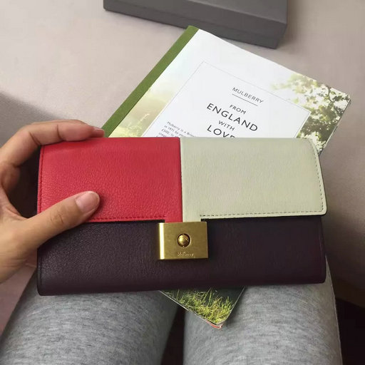 2016 Latest Mulberry Cheyne Wallet Rust, Dune & Burgundy Smooth Calf - Click Image to Close