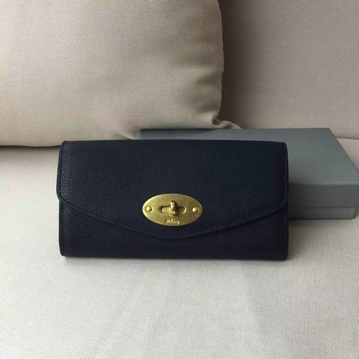 2016 Latest Mulberry Postman's Lock Long Wallet Black Grain Leather - Click Image to Close