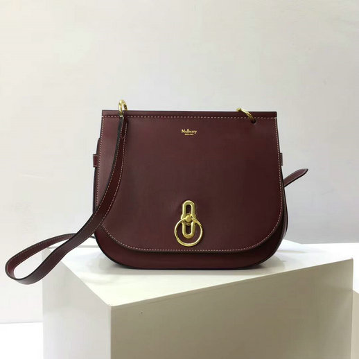 2017 Cheap Mulberry Amberley Satchel Burgundy Calf Leather - Click Image to Close