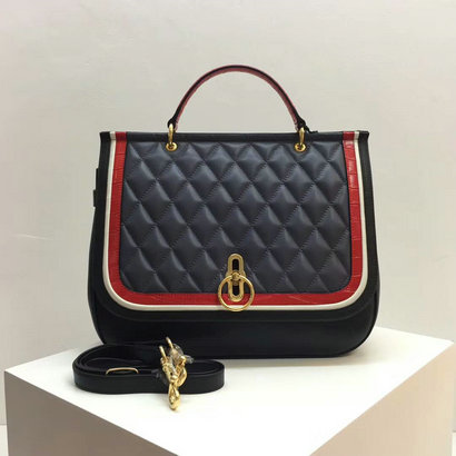 2017 Cheap Mulberry Large Amberley Satchel Black,Chalk,Red Fox & Elephant Silky Calf & Croc Print - Click Image to Close