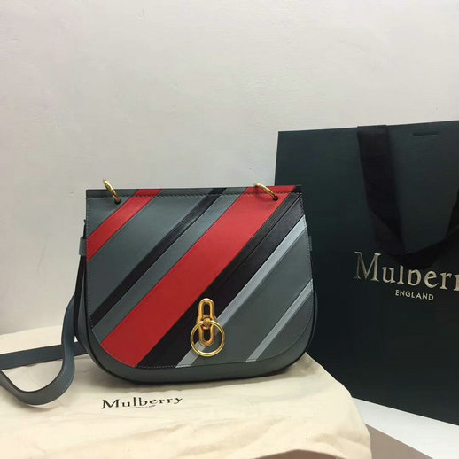 2017 Cheap Mulberry Amberley Satchel Multicolor Diagonal Striped Leather - Click Image to Close