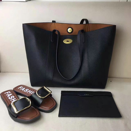 2017 Cheap Mulberry Bayswater Shopping Tote Black Small Classic Grain - Click Image to Close