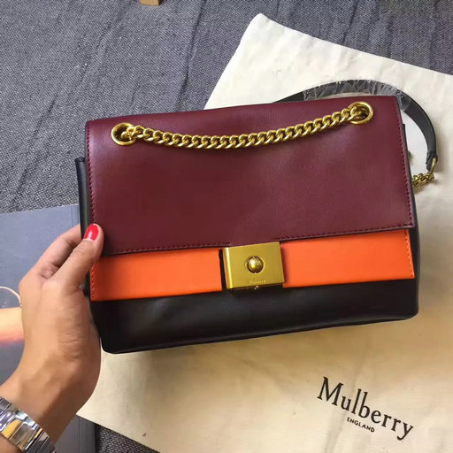 2017 Cheap Mulberry Small Cheyne Oxblood,Bright Orange & Black Smooth Calf - Click Image to Close