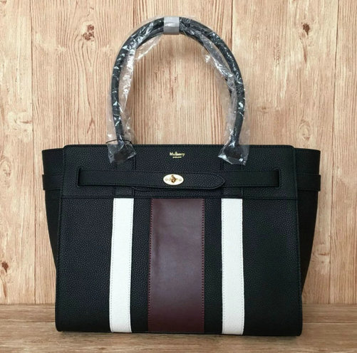 Latest Mulberry Zipped Bayswater Black,White & Burgundy Small Classic Grain for Summer 2017 - Click Image to Close