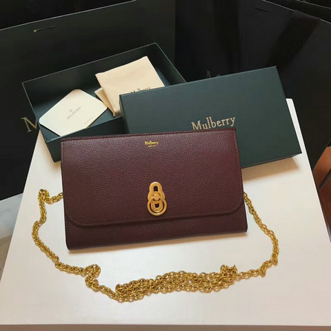 2018 Mulberry Amberley Clutch Oxblood Cross Grain Leather - Click Image to Close