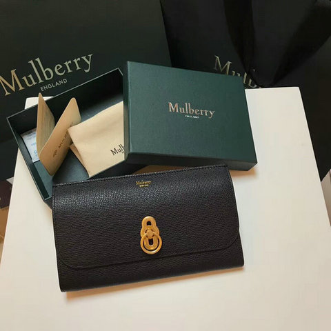 2018 Mulberry Amberley Long Wallet Black Cross Grain Leather - Click Image to Close