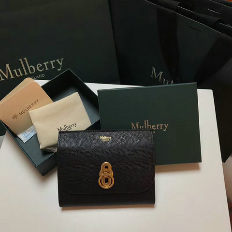 2018 Mulberry Amberley Medium Wallet Black Cross Grain Leather - Click Image to Close