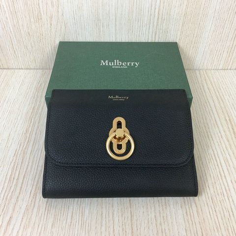 2018 Mulberry Amberley Medium Wallet Black Grain Leather - Click Image to Close