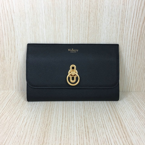 2018 Mulberry Amberley Long Wallet Black Grain Leather - Click Image to Close