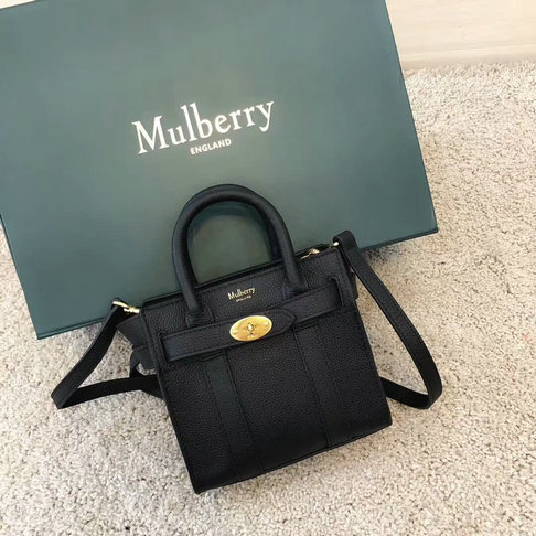 2018 Mulberry Micro Zipped Bayswater Black Small Classic Grain - Click Image to Close