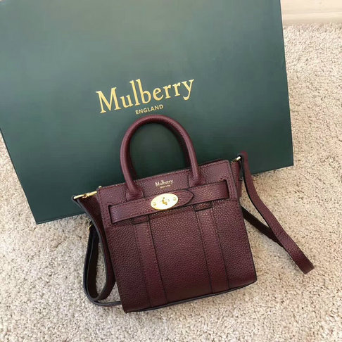 2018 Mulberry Micro Zipped Bayswater Bag in Oxblood Small Classic Grain - Click Image to Close