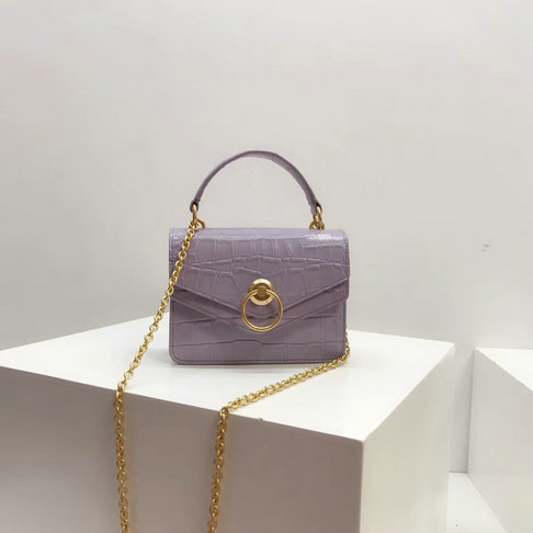 2018 Mulberry Small Harlow Satchel Purple Heather Croc Print - Click Image to Close