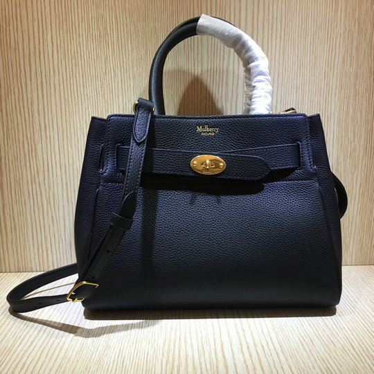 2020 Mulberry Small Belted Bayswater Bag Black Heavy Grain Leather - Click Image to Close