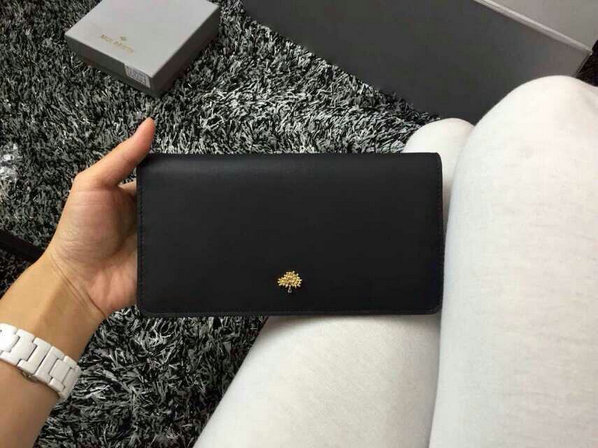 2015 Womens Mulberry Tree Slim Long Wallet in Black Lamb Nappa - Click Image to Close