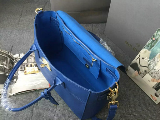 2015 A/W Mulberry Bayswater Buckle Tote Bag in Sea Blue Small Grain ...