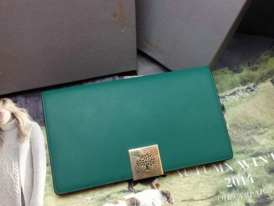 2014 A/W Mulberry Campden Clutch in Green Silky Nappa Leather - Click Image to Close