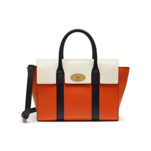 2017 Cheap Mulberry Small New Bayswater Bright Orange,Chalk & Midnight Smooth Calf - Click Image to Close
