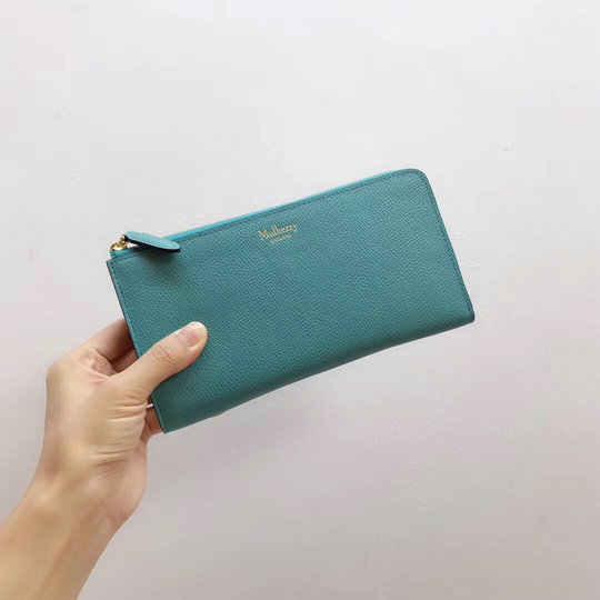 2019 Mulberry Long Part Zip Purse in Antique Blue Grain Leather - Click Image to Close