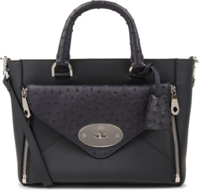 Mulberry Willow Small Calf And Ostrich Mix Tote - Click Image to Close