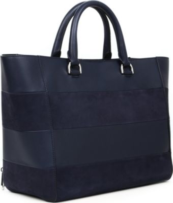 Mulberry Willow Nubuck And Suede Striped Tote - Click Image to Close