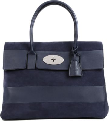 Mulberry Bayswater Nubuck & Suede Stripe Tote - Click Image to Close