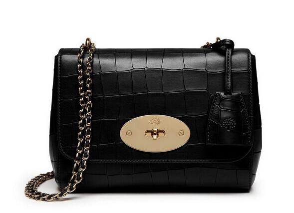 Mulberry Lily black croc Leather Shoulder Bag - Click Image to Close