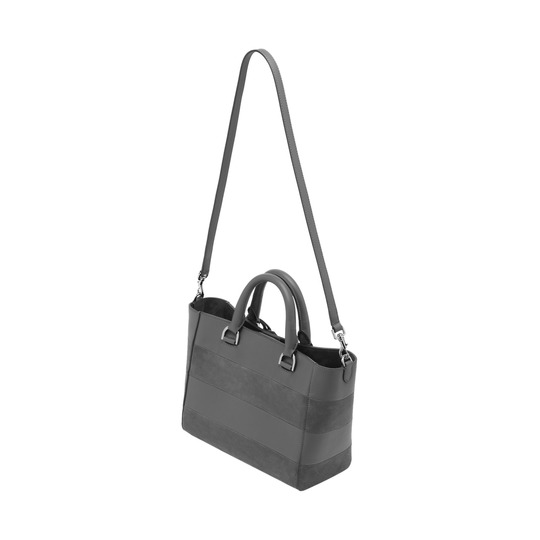 Mulberry Small Willow Tote Pavement Grey Silky Classic Calf & Nubuck Stripe - Click Image to Close